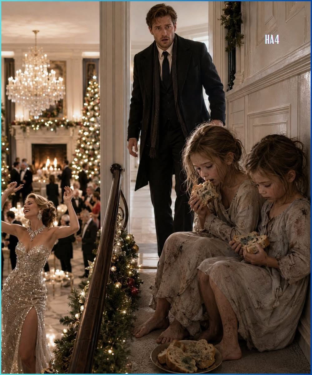 The millionaire came home for Christmas expecting hugs—then found his five-year-old quadruplets shivering over moldy bread while his diamond-covered wife partied downstairs…