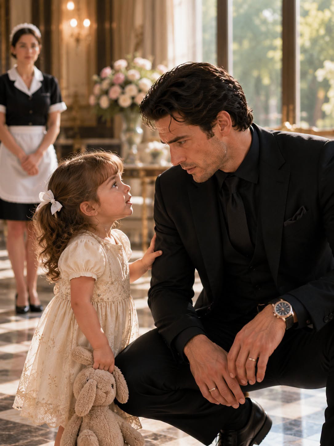 The mafia king expected betrayal at his charity gala, but he never expected a maid’s daughter to tug his sleeve and make a request that shattered him…