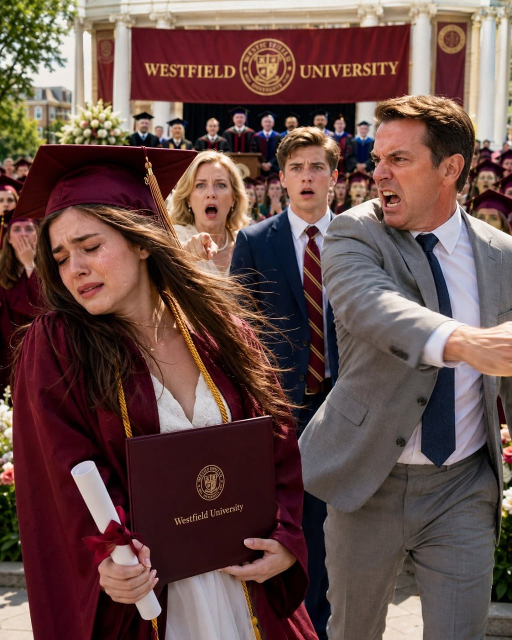 My father slapped me across the face at graduation and called me a fraud—but the flash drive hidden inside my gown proved he was the one who had been lying for twenty-two years.