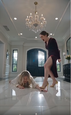 An eight-months-pregnant woman was crying on the marble floor while a rich woman crushed her hand with a gold heel—until one man walked in and revealed the camera footage.