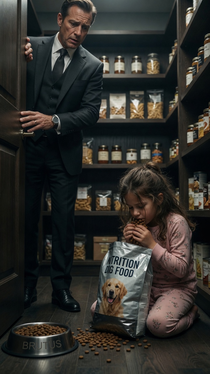 The billionaire froze when he found his 7-year-old daughter eating dog food on the pantry floor.