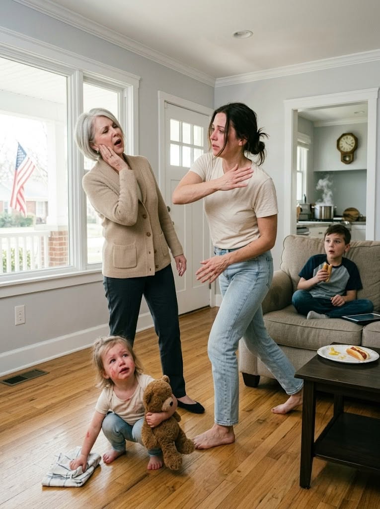 My mother-in-law slapped my 2-year-old daughter bloody over a hot dog—then my husband called, and the first words out of his mouth made me realize exactly whose side he was on.