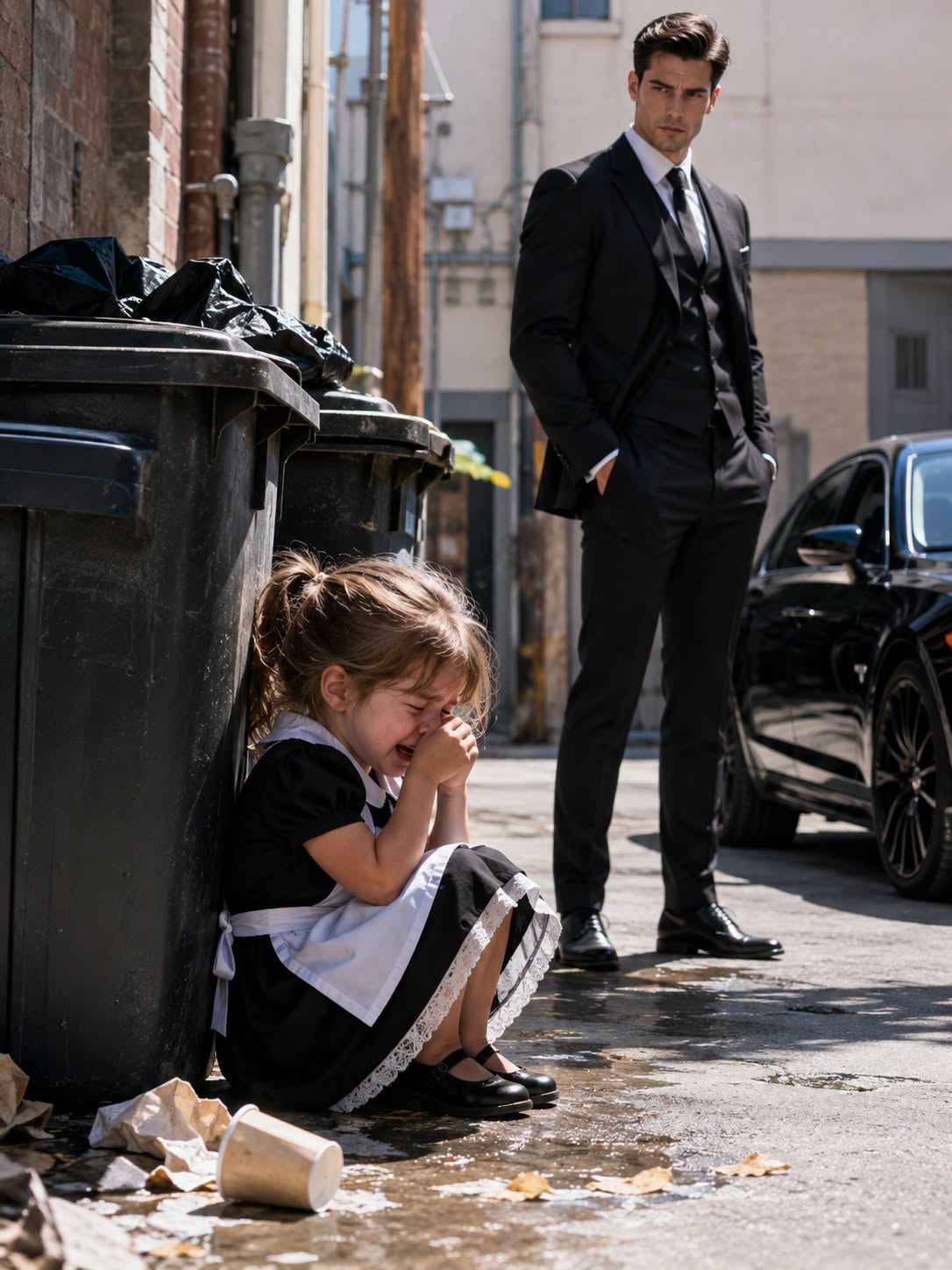 The mafia boss heard a maid’s toddler crying behind the trash cans—and the name she whispered made him shut down the entire mansion.