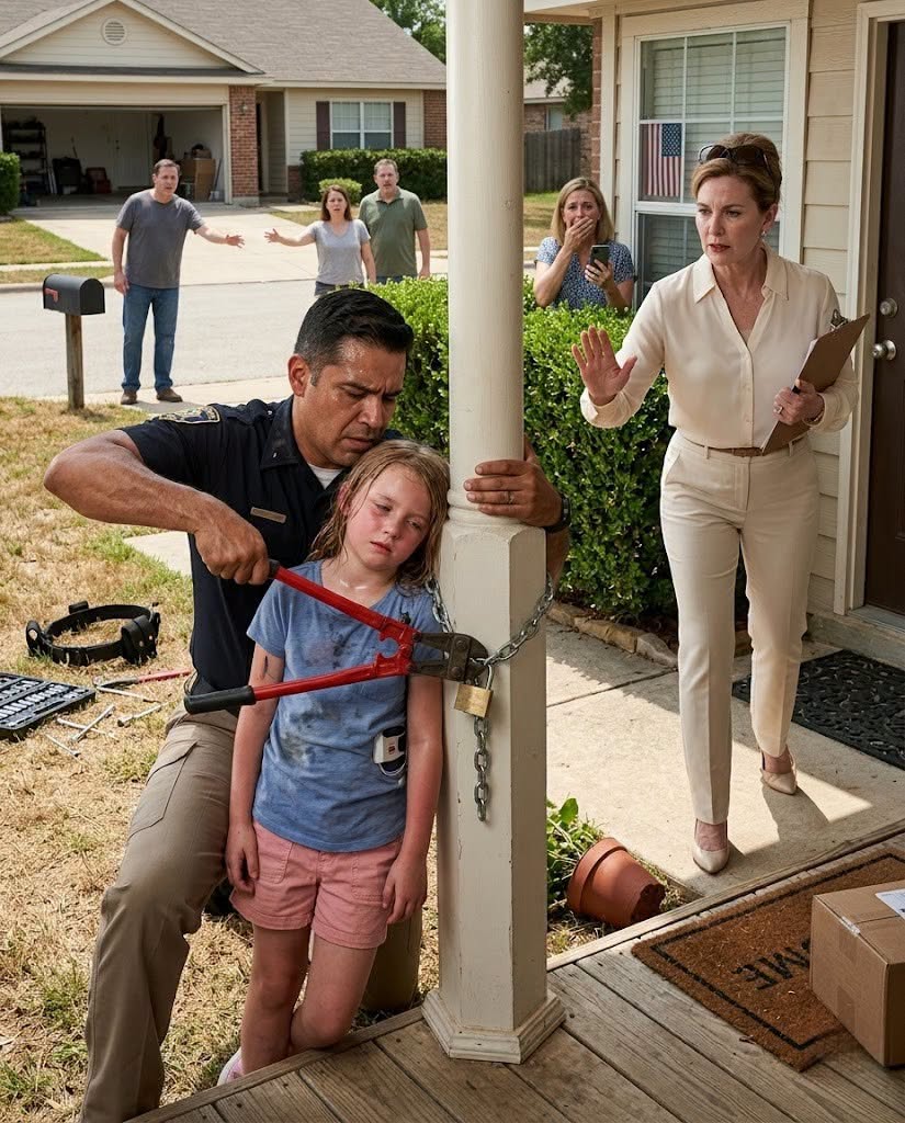 After 19 years as a sheriff, my worst scene was on my own porch. The HOA president chained my sick daughter in Texas heat for a "rule violation" and said, "Sick or not, she stays secured." I lifted my bolt cutters, and the brass lock became the first thing she couldn't control anymore...