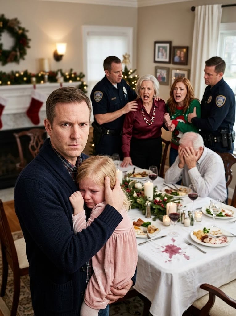 At my mother-in-law’s Christmas gala, she slapped my little daughter for spilling juice while state senators watched, and my own wife screamed that Lily deserved it—so I carried my child into the snow