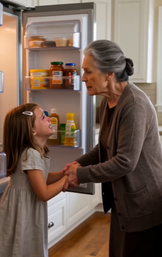 I Found My Seven-Year-Old Daughter Starving Beside the Refrigerator—Then Her Lost Hair Clip Proved Grandma Had Done It Before, and Someone Else Knew
