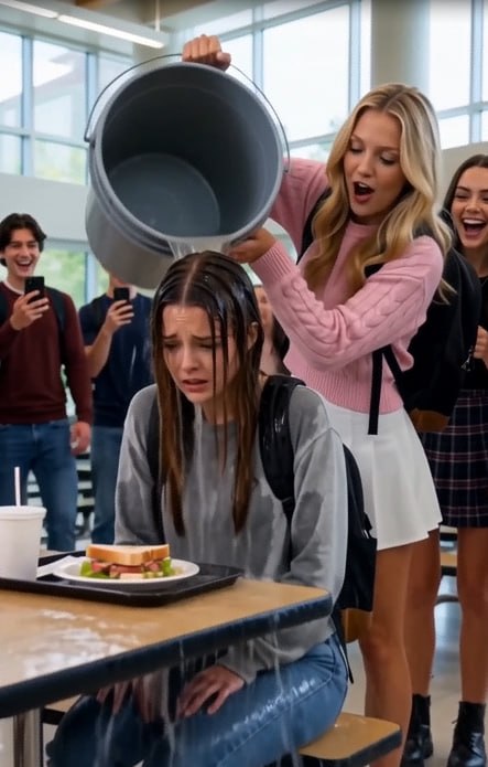 A Rich Girl Dumped Filthy Water on the Quiet Student She Called Poor—Then the Cafeteria Doors Opened and Her Billionaire Father Walked In