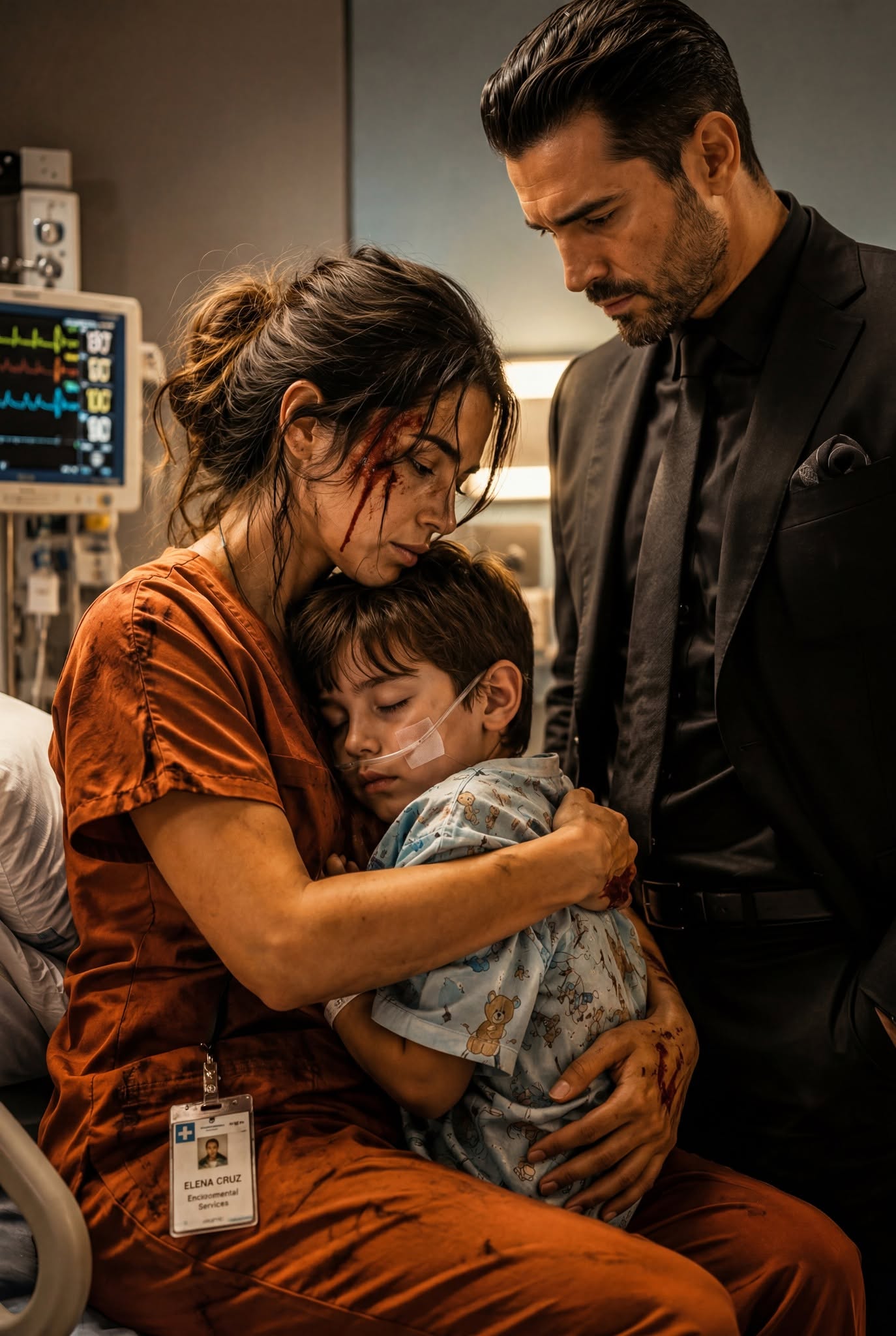 I came to the hospital expecting assassins—but the only person standing between my dying son and his killers was a bleeding janitor holding a broken mop like a weapon.