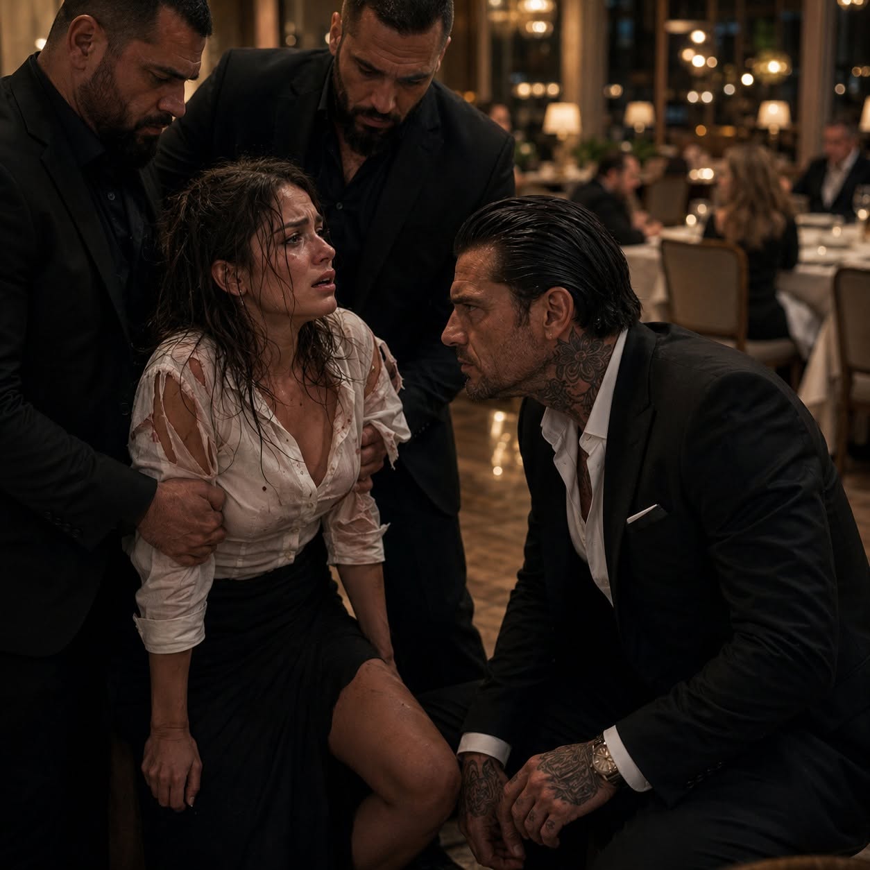They thought they were beating an ordinary waitress—until one quiet question from a feared mafia boss revealed she had witnessed something powerful men were willing to kill to keep buried.