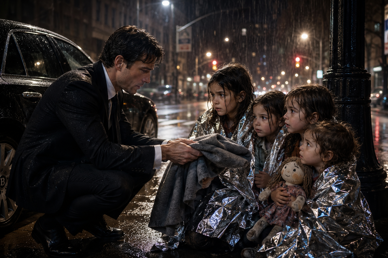 "A Billionaire Rescues Four Crying Girls — Years Later, Their Decision Leaves Him in Tears...