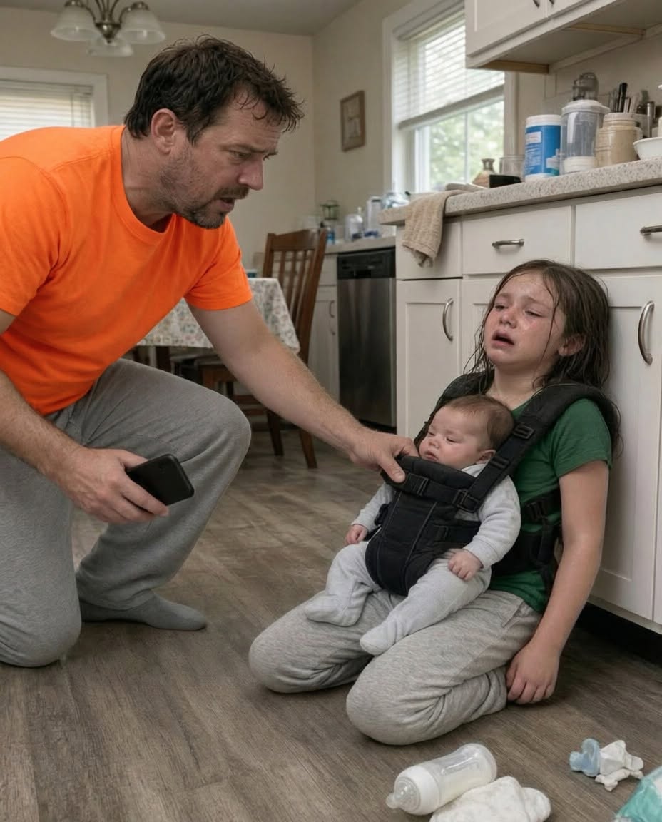 My 9-year-old daughter whispered, “Dad, I can’t hold the baby anymore”—but the secret phone I found upstairs revealed why their mother had really left them alone...