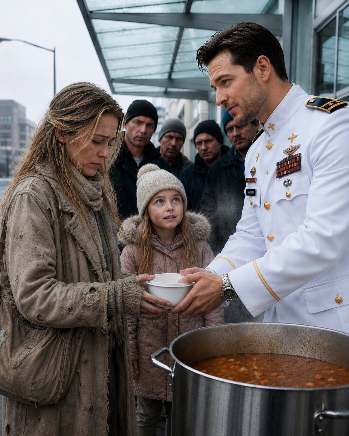 I mocked my homeless ex-wife while handing her a free meal—then followed her down the street and saw a four-year-old girl with my eyes waiting for her.