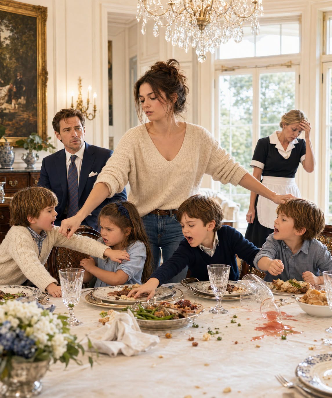 Part 2 : No nanny ever made it through dinner with the mafia boss’s quadruplets—until a broke stranger stepped in