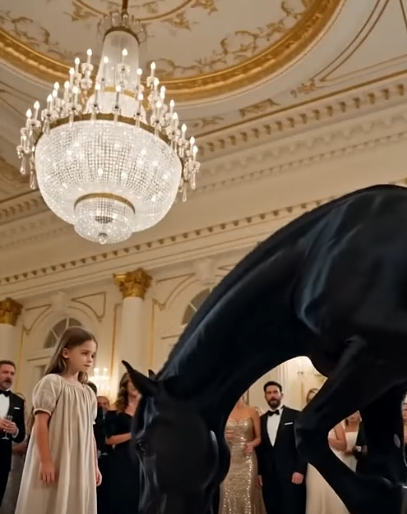 PART 2: The grand royal equestrian gala glittered beneath enormous crystal chandeliers. Wealthy guests filled the marble ballroom, sipping champagne and admiring the magnificent black stallion standing beside billionaire horse breeder Victor Hale.