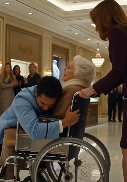 The wheelchair screeched sideways across the polished marble before anyone could react.