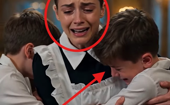 The boys were holding the maid like they were afraid someone would rip her away.