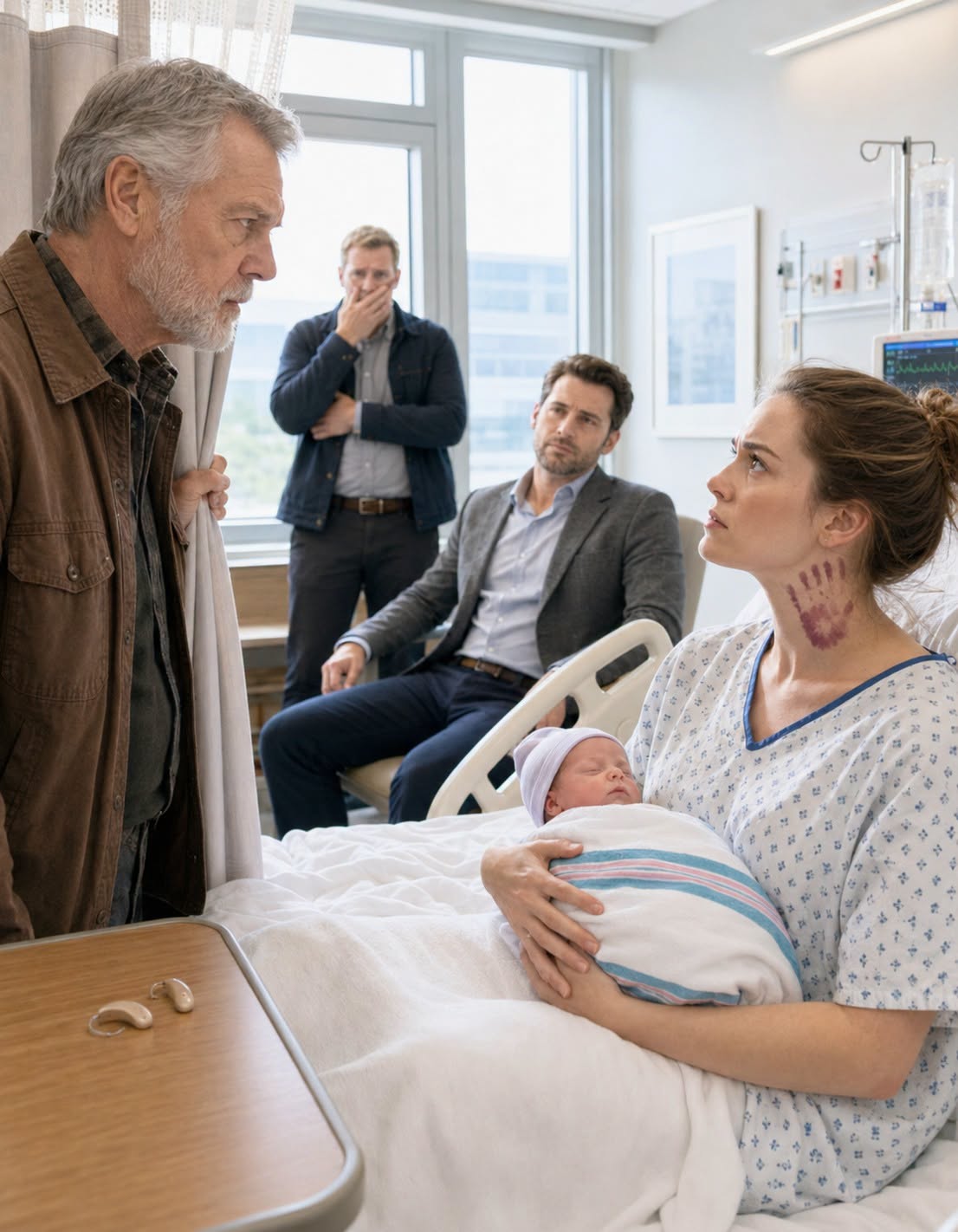 I was cradling my newborn baby in my arms when my uncle walked into the hospital room and saw the bruises on my neck. My husband leaned back in his chair, smiling as if proud of what he had done. “Just taught her who’s in charge in this new family.”