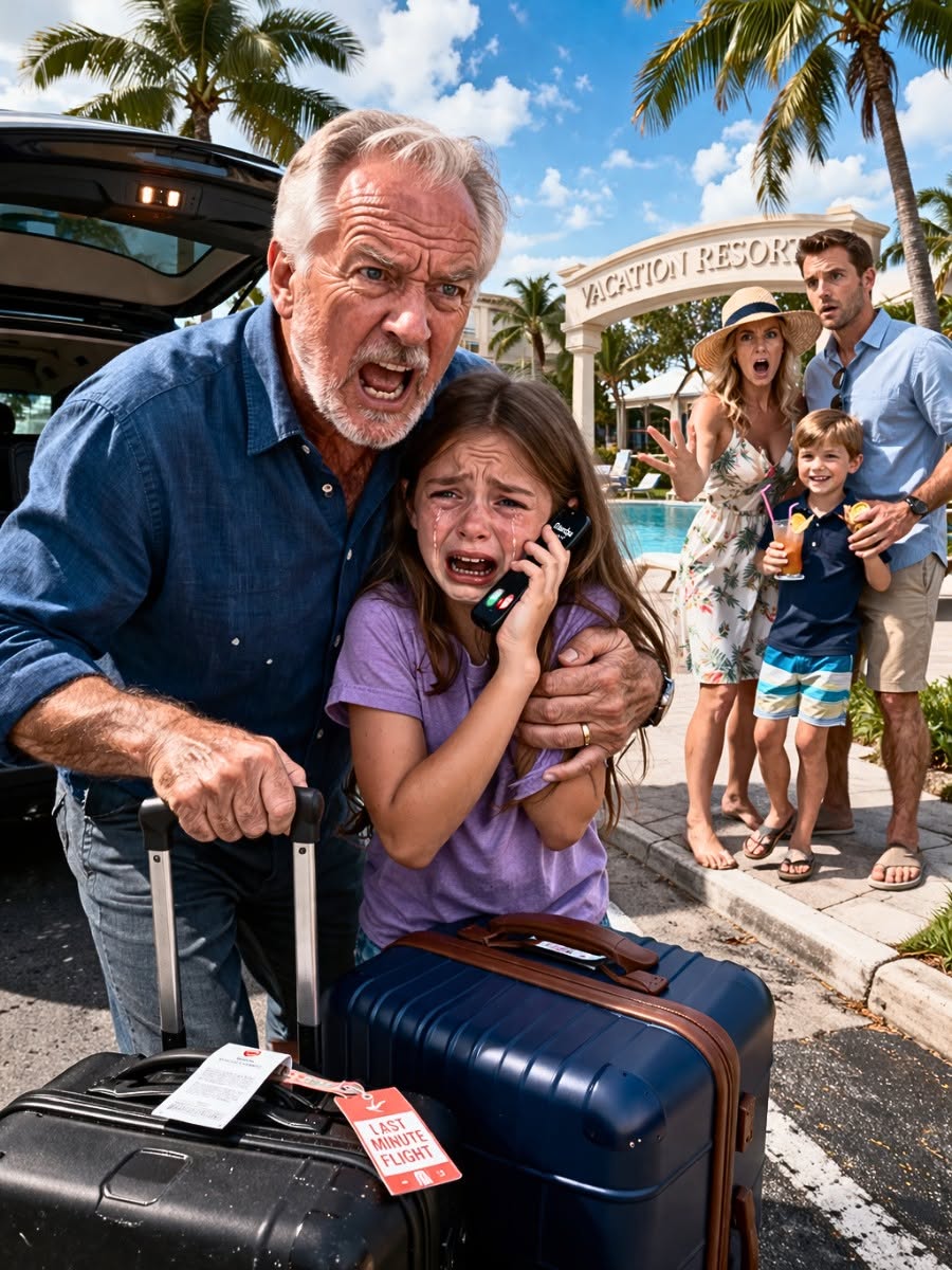 My 8-year-old adopted granddaughter was left at home while my son and his wife took their biological son. She called me at 2:00 AM crying, 'Why Grandpa?' I booked last-minute tickets and within 12 hours we crashed their vacation!...