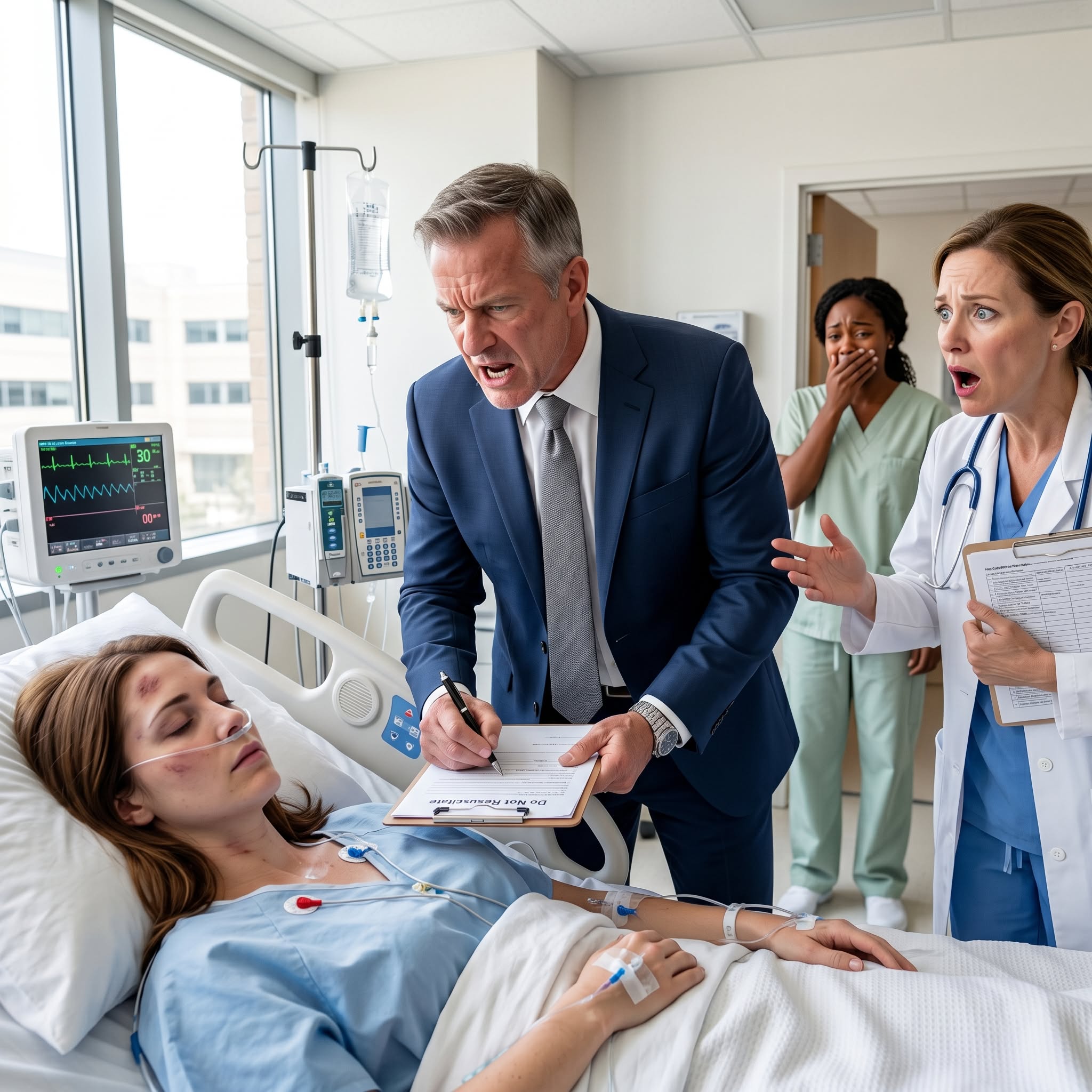 Part : I was fighting for my life in a hospital bed when my father told the doctor to let me go because he would not pay for surgery. He even signed a Do Not Resuscitate order to save money. When I woke up and learned the truth, I broke his world in 24 hours.
