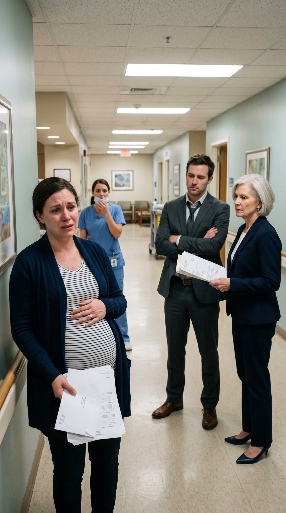 Nine months pregnant, my husband handed me half the hospital bill and said, "I didn't force you to get pregnant"... but he had no idea who was about to walk into that hallway.