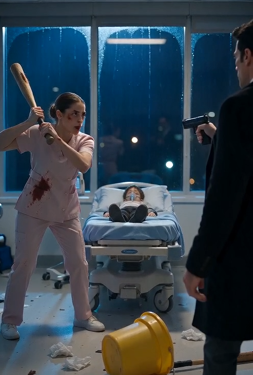 The mafia boss stormed into the hospital ready to kill whoever threatened his son… only to find a bleeding cleaning lady standing guard over the child with a broken mop handle pointed at his throat.