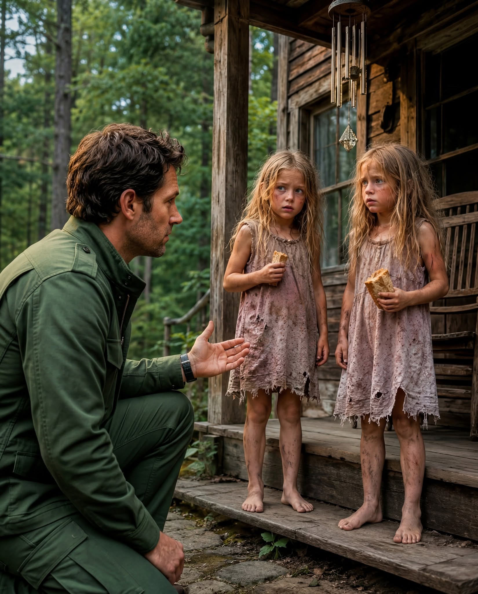 PART 2: THE RECKONING OF THE RIDGE- I thought I was driving to my late wife’s mountain house to finally let her go. Instead, I found two abandoned twin girls standing barefoot on the porch, clutching stale bread like it was the last thing keeping them alive.