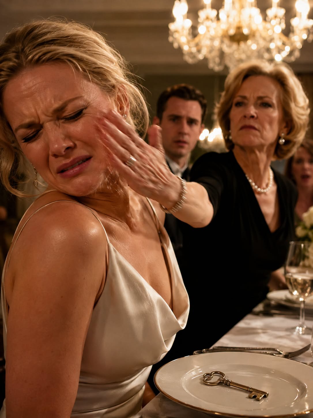 My Mother-in-Law Slapped Me at Sunday Dinner and Called Me Barren—Then My Husband Set His House Key Beside Her Plate
