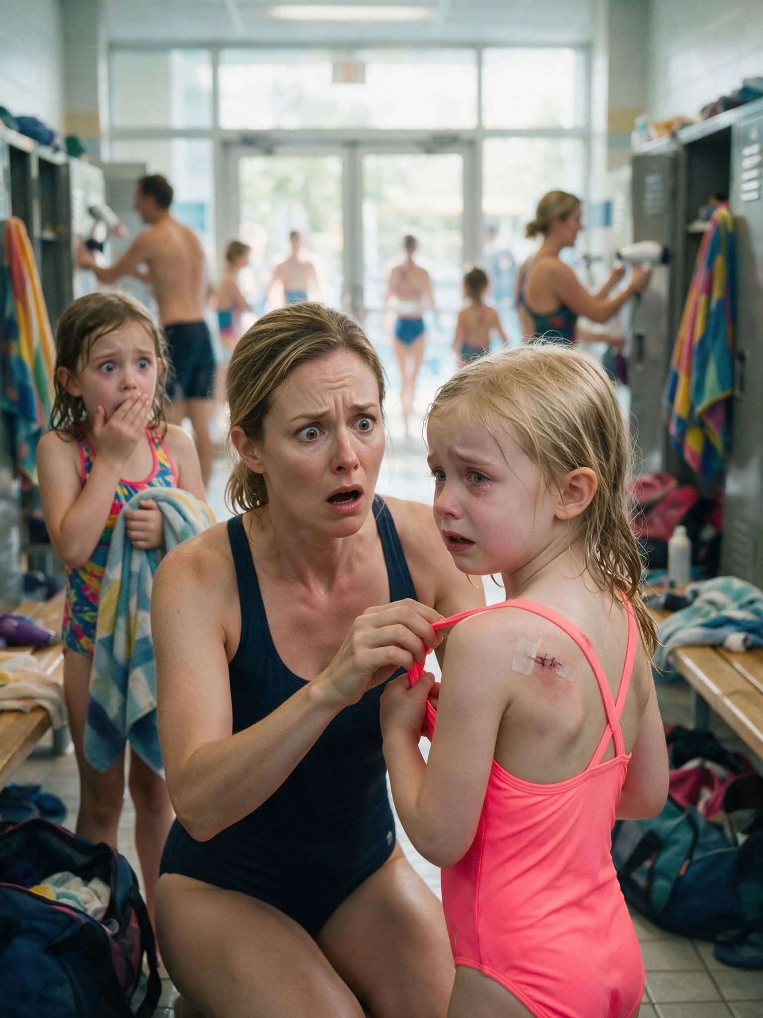 "“My sister asked me to watch my niece for the weekend, so I took her to the local pool with my daughter. In the locker room, my daughter gasped: ‘Mom! Look at THIS!’. I pulled back the strap of my niece’s swimsuit and froze: there was fresh surgical tape covering a small incision with stitches, as if someone had done a procedure… very recently. ‘Did you fall?’, I asked. She shook her head and whispered: ‘It wasn't an accident.’ I grabbed my keys and drove straight toward the hospital. Ten minutes later, my sister sent me a chilling text: ‘Turn around. Now.’”