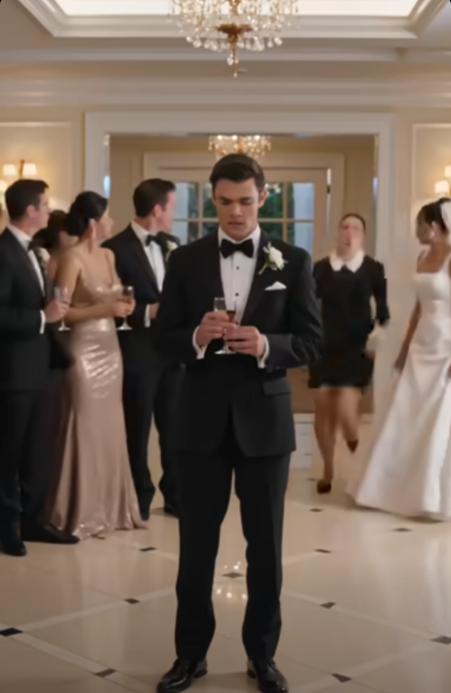 The wedding reception was in full swing. Guests laughed.