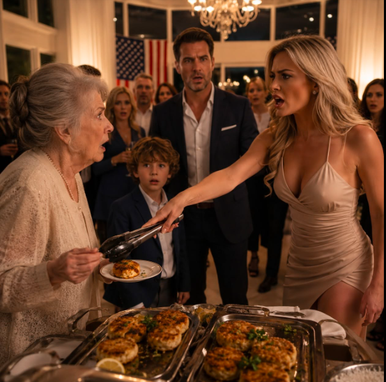 The housewarming party at our new Dallas suburban home had barely begun when my mother nervously placed a crab cake on my son’s plate — my wife snatched the silver tongs from her hand and said one sentence that froze the entire room.