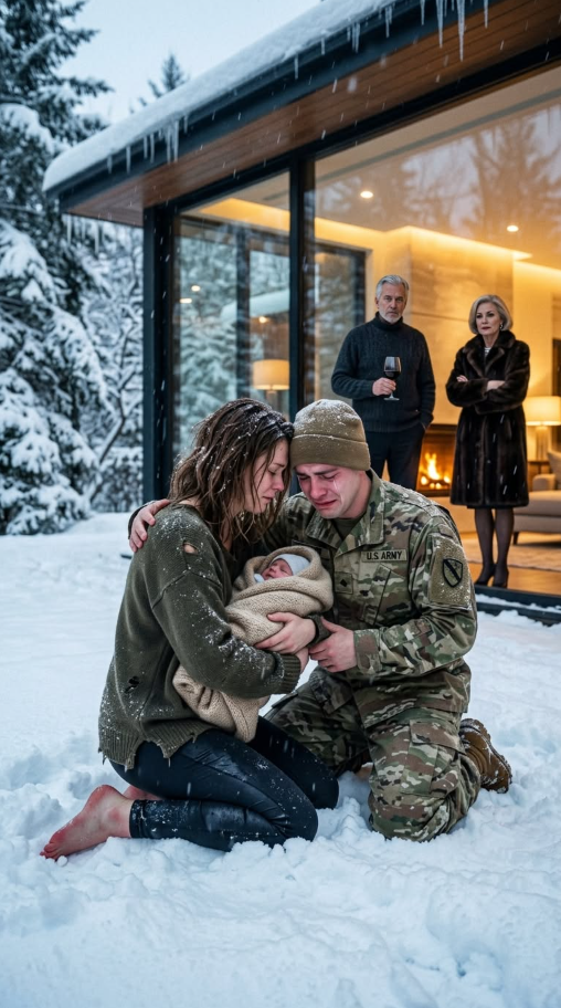My plane landed after eighteen months overseas, but instead of my wife waiting with open arms, I found her collapsed barefoot in the snow outside my own house, shielding our six-month-old son with her freezing body. “Your parents said we weren't family anymore,” she whispered through blue lips. In that instant, I stopped feeling like a soldier returning home and became a husband ready to reclaim everything they had stolen from us.