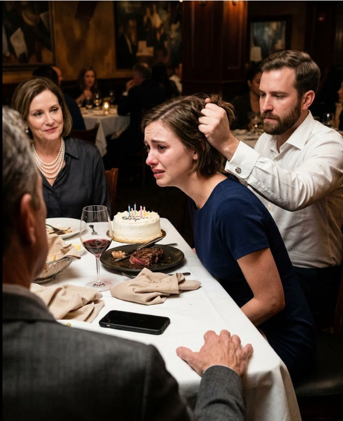 At my daughter’s thirty-first birthday dinner, her thirty-four-year-old husband reached across a white tablecloth, grabbed a fistful of her hair, and jerked her head back in front of seventeen people. Her mother smiled, lifted her wineglass, and said, “Maybe now she’ll finally learn her place.” I paid the $286.40 bill, walked my daughter out of that restaurant, and by 10:43 p.m., I had already put something in motion that none of them saw coming.