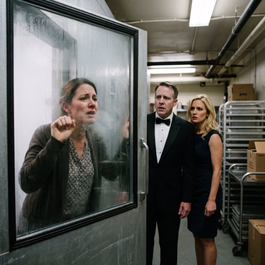 I came to inside a hotel freezer, my body burning from the cold and my voice almost gone. Through the icy glass, I saw my husband Ethan in his wedding tuxedo with another woman. I screamed his name, and he went pale. But when the blonde said I was supposed to be dead, I noticed the knife in her hand.
