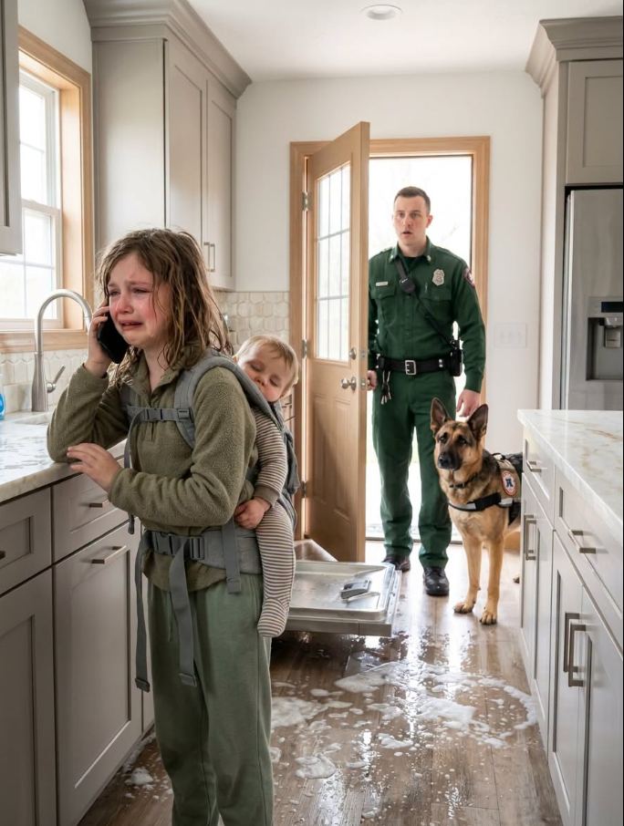 My Seven-Year-Old Daughter Called Me Sobbing and Whispered, “Daddy… My Back Hurts. I Can’t Hold the Baby Anymore.” When I Raced Home, I Found Her Carrying Her Six-Month-Old Brother While Wiping Milk From the Kitchen Floor. I Didn’t Shout—I Silently Opened the Security Footage. What I Saw Destroyed My Marriage Before Morning.
