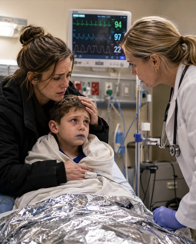 My six-year-old came home blue-lipped and trembling, then whispered, “They ate in the restaurant while I sat outside in 5°F for two hours.” I drove him to the ER, heard the doctor confirm early hypothermia, and finally spoke the words his father’s family could never bury: “This wasn’t an accident.”