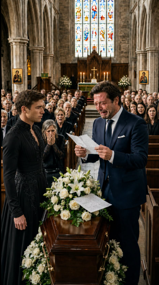 I stood at the head of our father’s coffin when my younger brother stepped in front of the whole church and hissed, “You don’t belong here, Adrian. You’re the shame of this family.” Every whisper stabbed deeper than grief. I looked at the sealed envelope Father had left only for me and said, “Then why did he trust me with the truth?” My brother’s face went pale when I opened it.