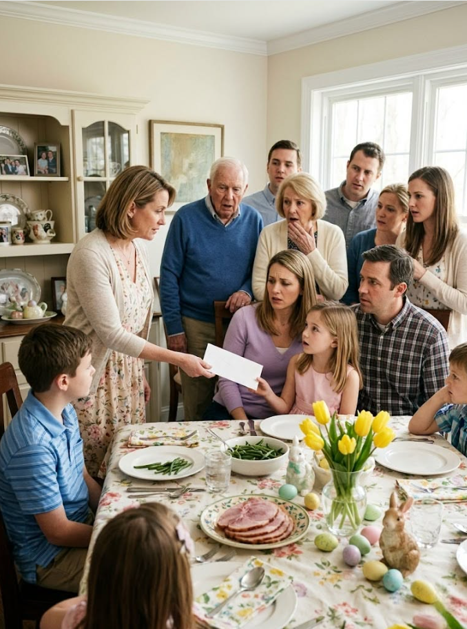 At Easter dinner, my aunt gave every child $500—except mine. When she said, “Their mother isn’t family,” I answered, “Then stop pretending we are.” I walked out with my wife and children. Twenty-three minutes after I sent one message, my aunt’s phone started ringing nonstop.