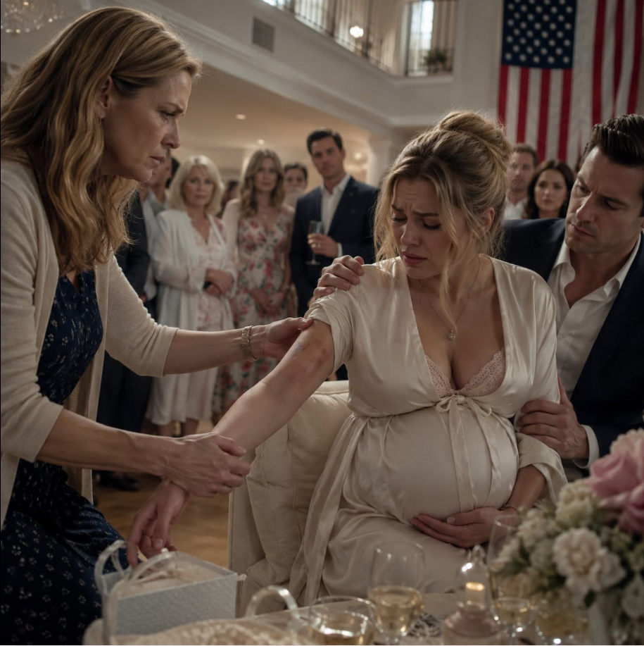 d.At my daughter’s lavish baby shower, she sat there like she was the one who had done something wrong, while her husband kept his hand on her back in front of everyone… but when I pulled up her sleeve, that perfect house started rotting from the inside.