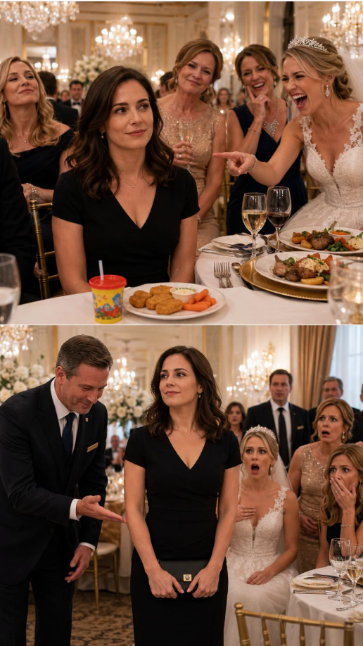 My family thought humiliating me at a luxury wedding would be their funniest joke. “Don’t cry,” my aunt whispered. “It’s just a children’s meal.” I looked at the tiny juice box, then at the unpaid champagne tower behind her. They didn’t know I owned the hotel. And they definitely didn’t know their entire wedding contract was already in my lawyer’s hands.