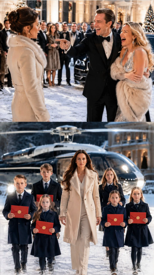 I was supposed to arrive poor, broken, and jealous. That was Derek and Renee’s plan. They wanted Christmas night to become my public funeral. But I came with six children, sealed envelopes, and eighteen months of evidence. When Renee laughed, “Are these your little charity cases?” I looked at Derek and said, “No. They’re your fiancé’s secrets.” Then the police lights appeared at the gate.