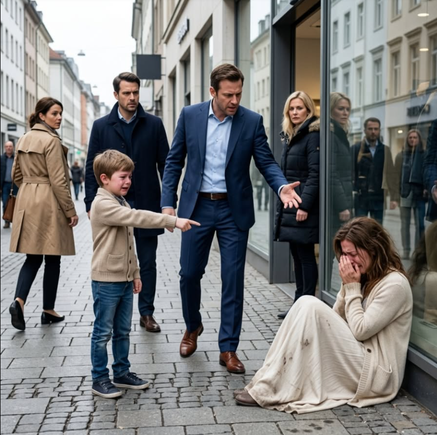 My son pointed at a homeless woman and whispered, “Dad… that’s my mom”… but I had bur!ed my wife three years ago.