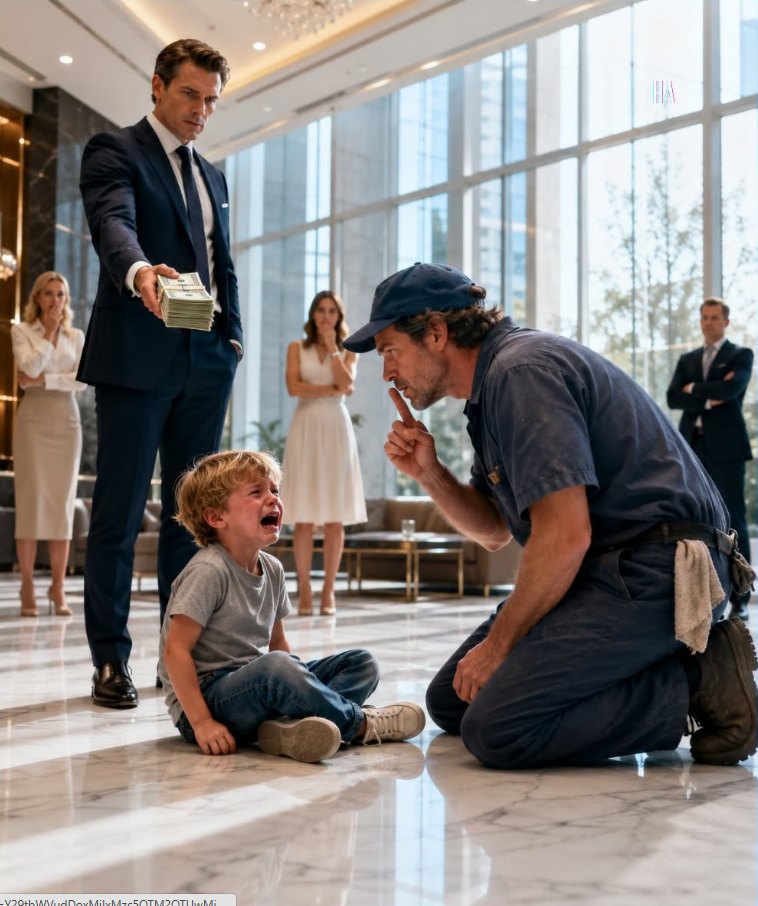 the billionaire CEO offered $750,000 to calm her screaming son, but the janitor only whispered one word