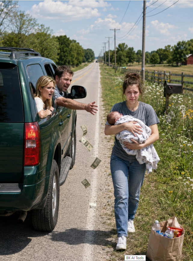 A divorced millionaire was driving his fiancée back home when he suddenly spotted his homeless ex-wife standing on the roadside.