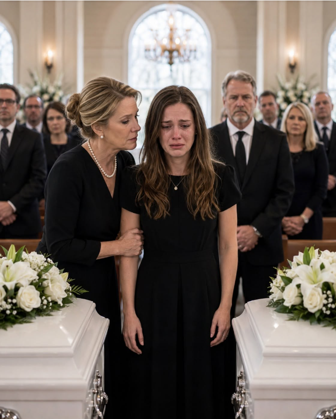 At my twin babies’ funeral, with their tiny coffins resting in front of me, my mother-in-law leaned close enough that only I could hear and hissed,
