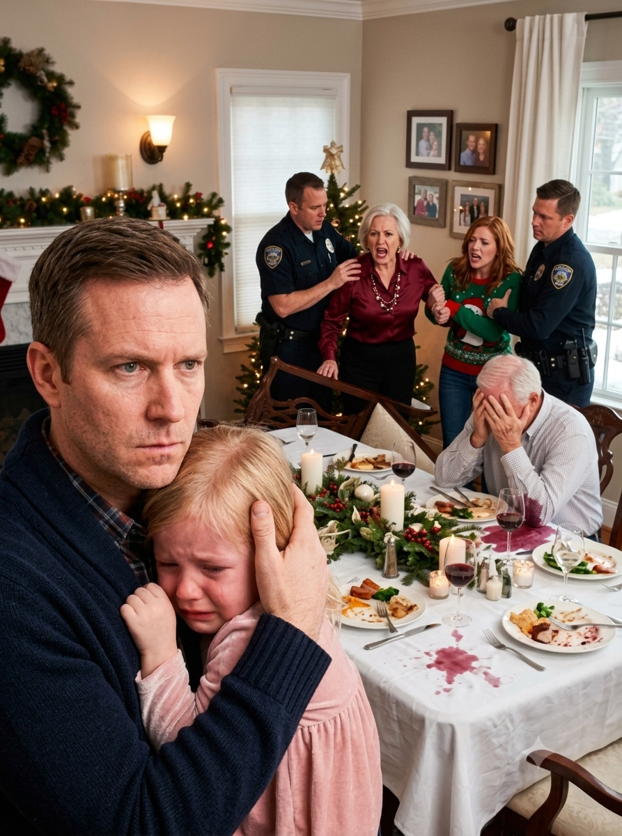 At my mother-in-law’s Christmas gala, she slapped my little daughter for spilling juice while state senators watched, and my own wife screamed that Lily deserved it—so I carried my child into the snow, documented the bruise, and refused to hand her back when Patricia weaponized judges, media, and police with a false kidnapping claim, only for my father-in-law’s buried confession and Claire’s sworn statement to expose the family violence they had hidden for decades.
