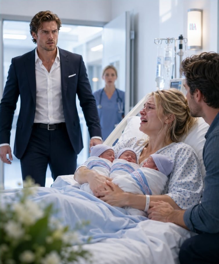The millionaire stormed into the hospital to reclaim his ex-wife and found her giving birth to another man’s triplets