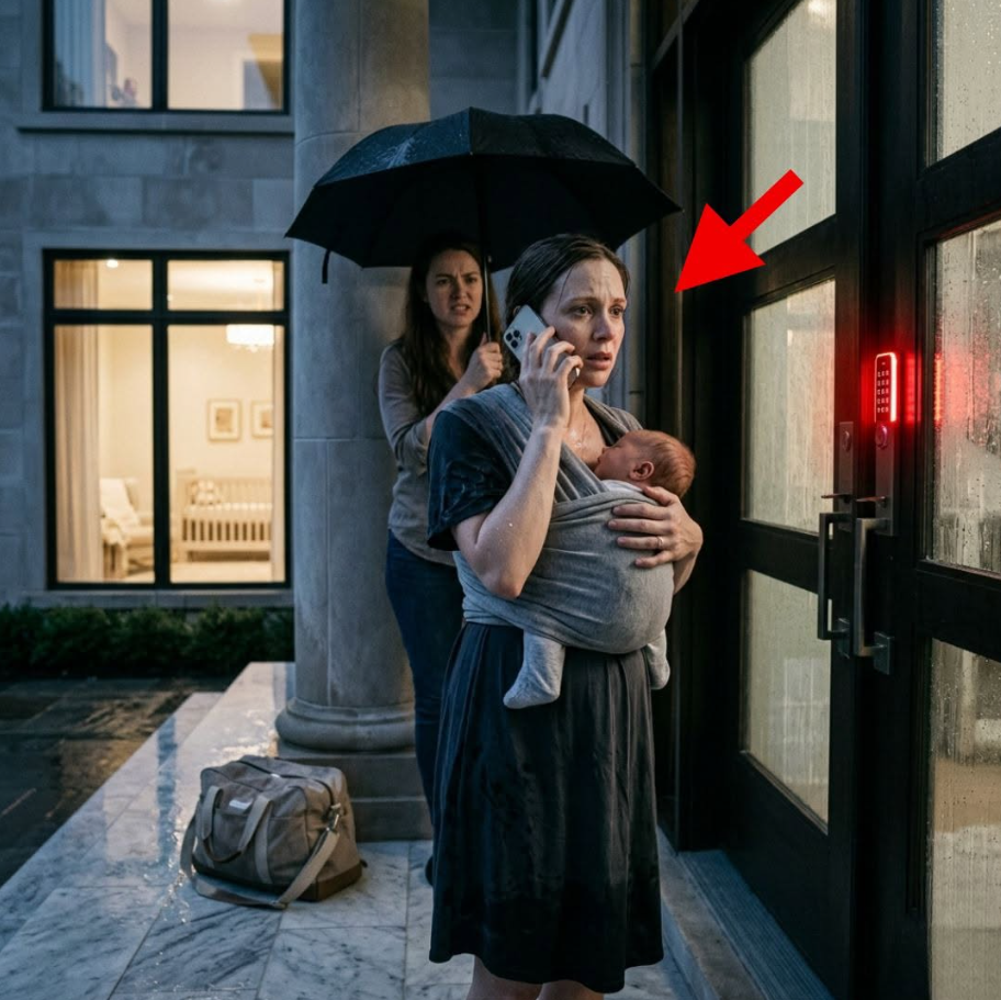The front door blinked red the moment I typed my own passcode. Three days after giving birth, with stitches pulling under my dress and my newborn asleep against my chest,