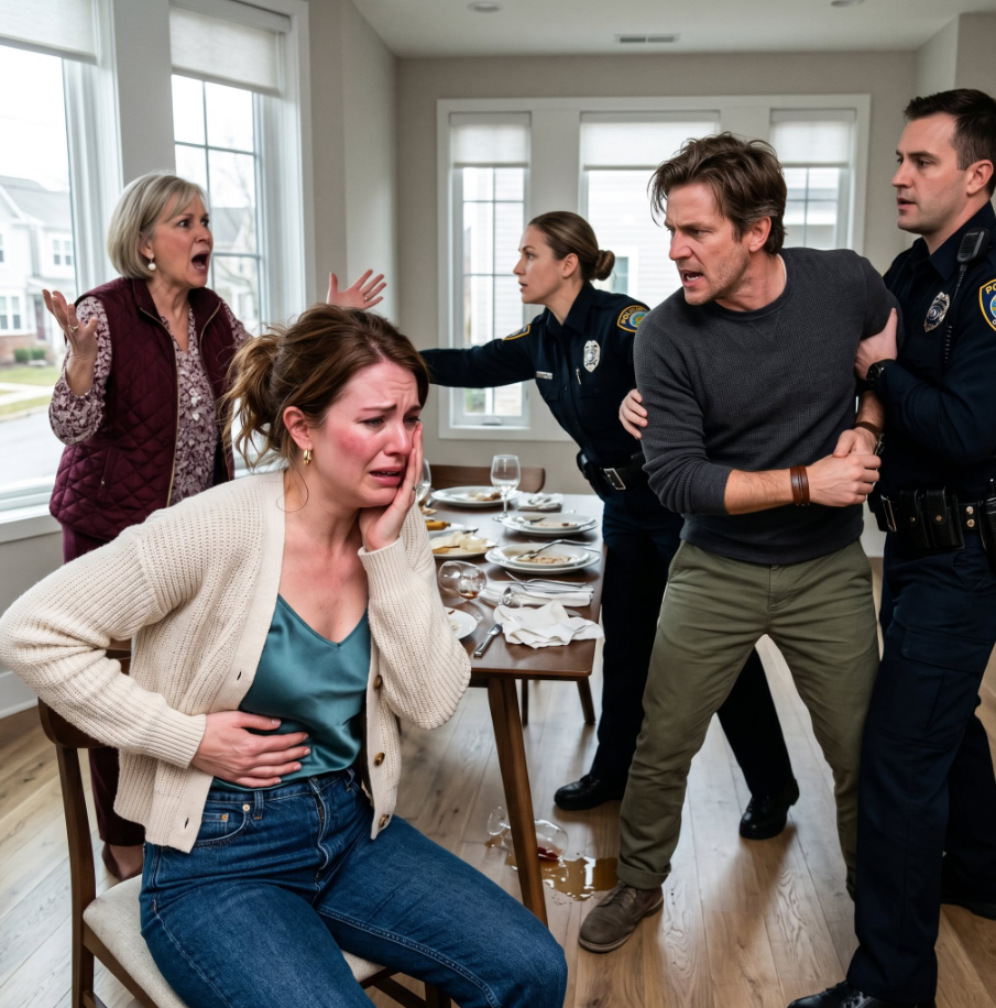 43.At dinner, my husband slapped me so hard he broke two of my ribs, while his mother laughed and screamed,