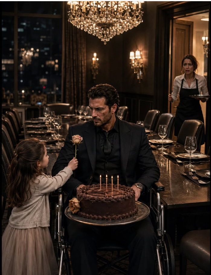 No One Came to the Paralyzed Crime Boss’s Birthday—Until a Waitress’s Little Girl Gave Him a Reason to Fight Again By the time the last candle bent sideways in its own wax, Victor Marlowe had stopped pretending anyone was coming.