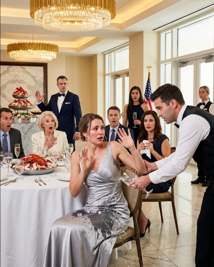 My husband threw a party to celebrate winning a massive project... Just as the lobster was served, a waiter deliberately spilled water on my dress, pulled me outside, and revealed a shocking secret...